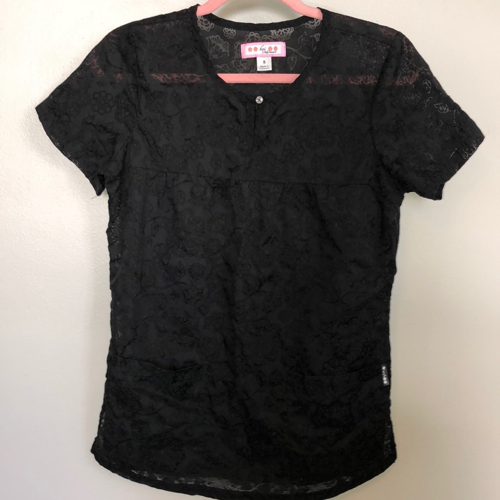 Koi black scrub top small